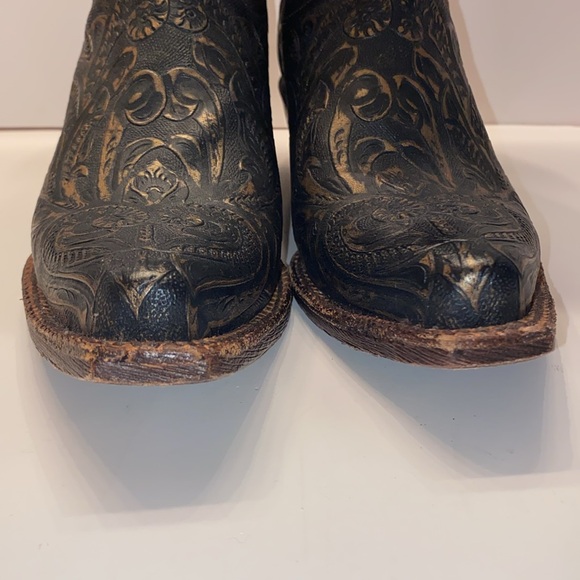 Women's Ferrini Western Hand Tooled Brown Leather Cross Wing Cowboy Boots Sz 7.5 - Picture 5 of 15